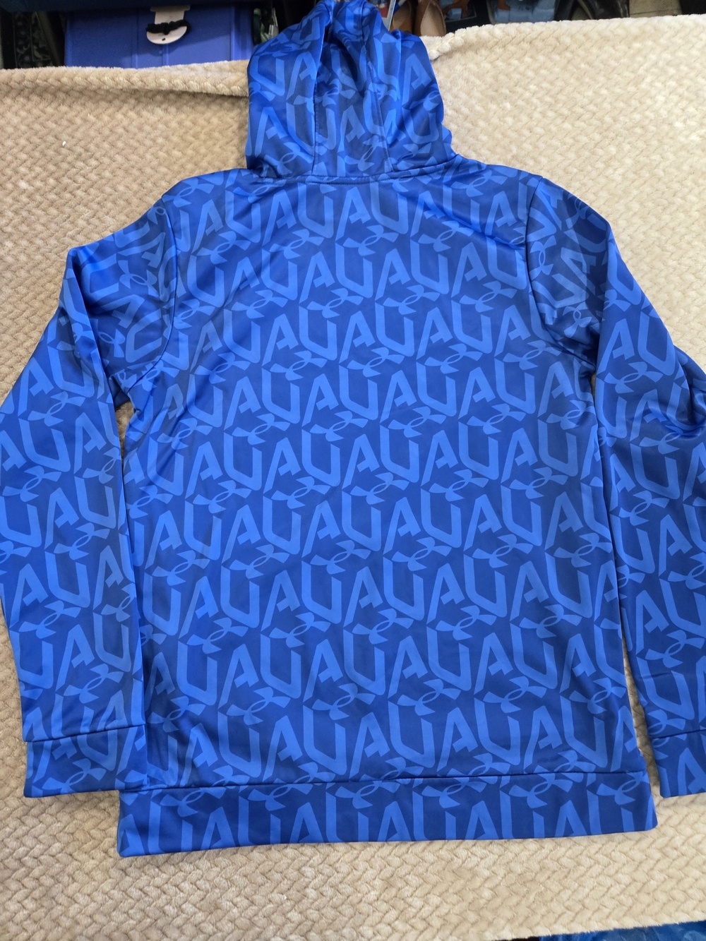 Under Armour Boys Youth XL Blue All Over Logo Pullover Hoodie - Picture 9 of 11